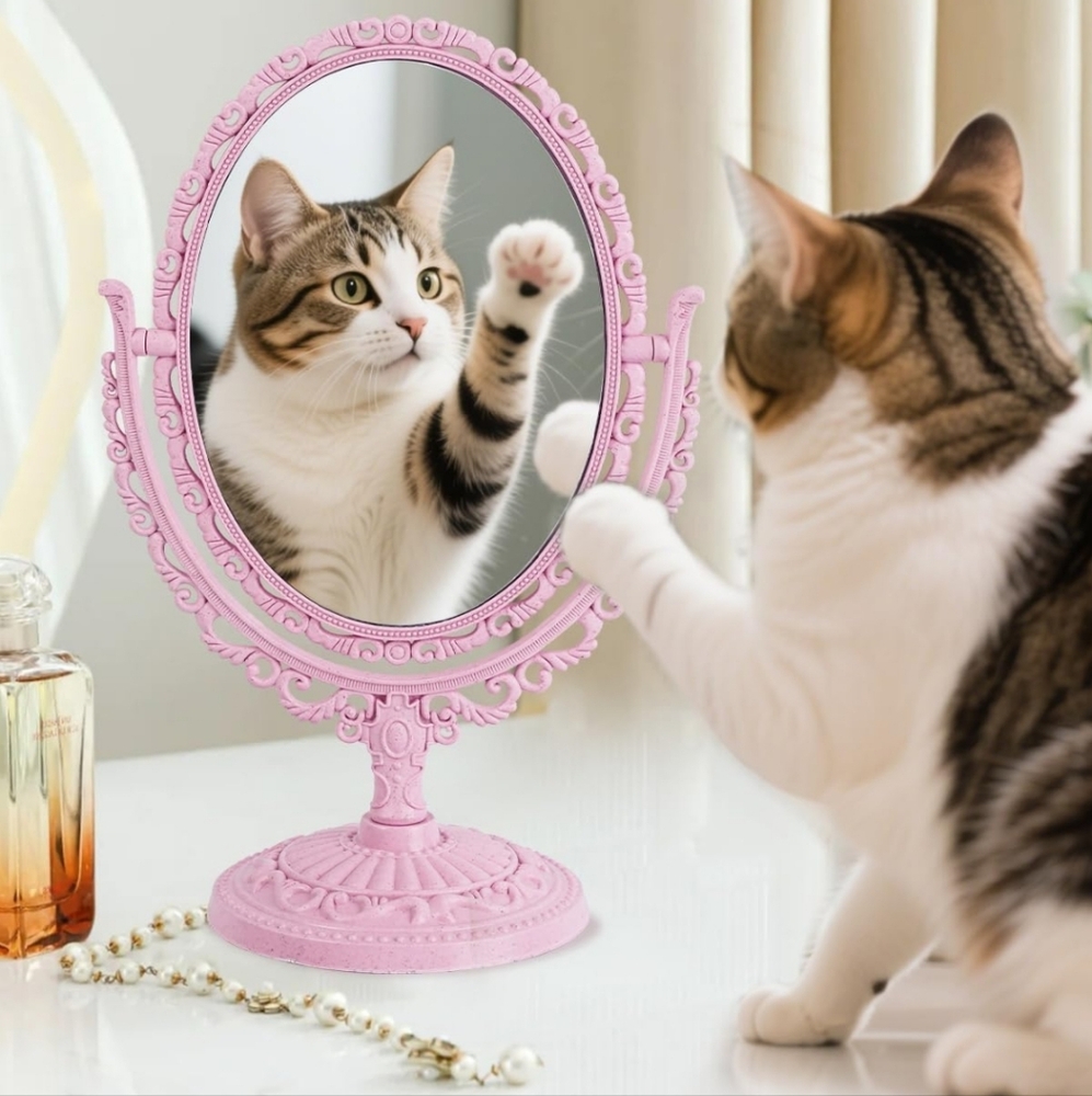 Elegant Pink Oval Vanity Mirror